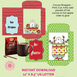 Christmas Hot Cocoa Wrapper Printable | Instant Holiday Chocolate Favor Sleeve | DIY Teacher & Co-Worker Gift, Stocking Stuffer & Party Treat