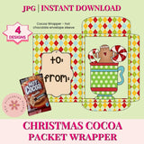 Christmas Hot Cocoa Wrapper Printable | Instant Holiday Chocolate Favor Sleeve | DIY Teacher & Co-Worker Gift, Stocking Stuffer & Party Treat