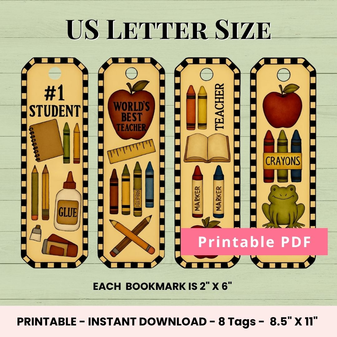 Back to School Printable Bookmarks for Kids – Teacher & Student Gift Set