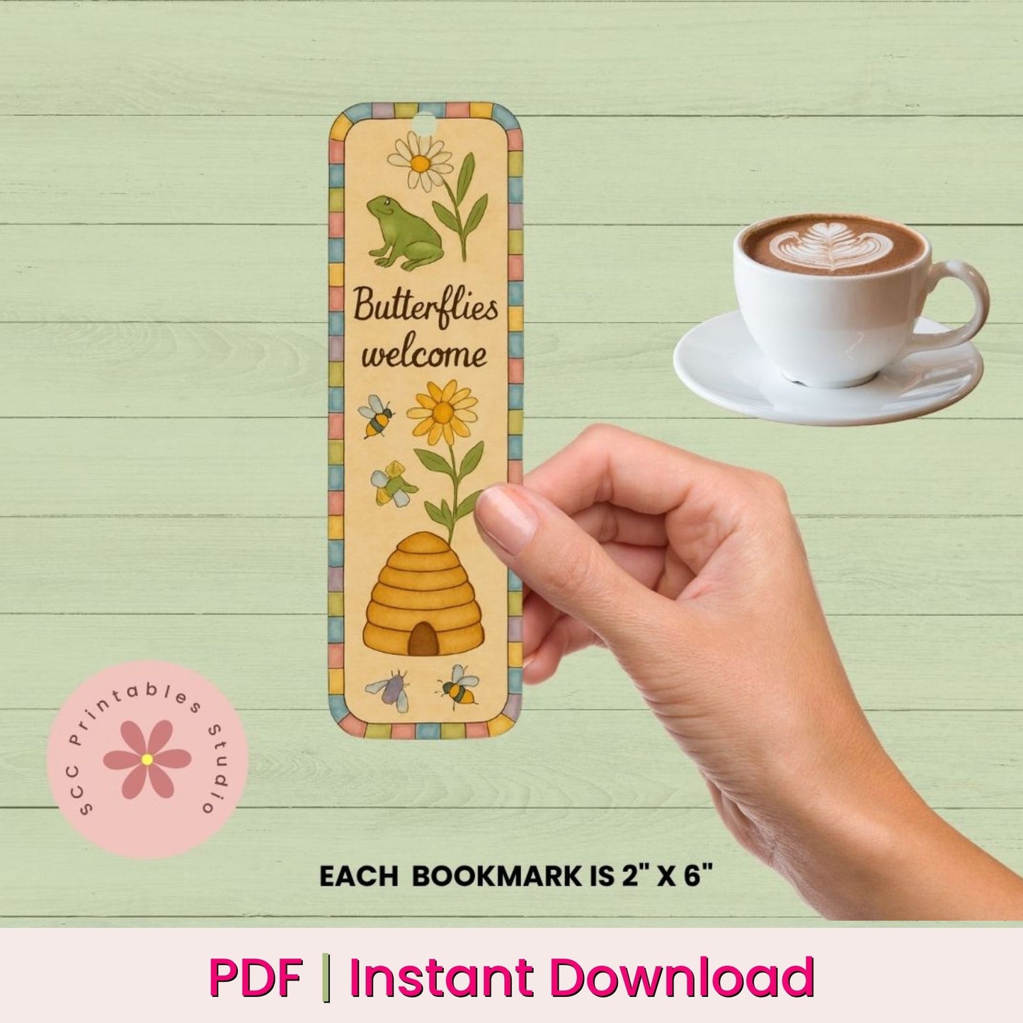 Bee & Beehive Printable Bookmarks, Floral Collage Sheet, Bumble Bee Bookmark Set, Spring Garden Bookmarks, Gift for Mom or Book Club