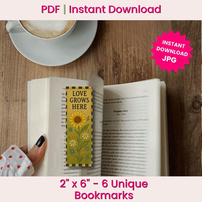 Bee Kind Printable Bookmarks, Retro Floral Bookmark Set, Sunflower Bookmark, Teacher Gift, Inspirational Reading Gifts, Teacher Appreciation