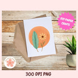 Greeting card with floral design on a wooden surface, featuring 'DIY Paper Crafts' text.