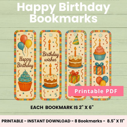 Printable Birthday Bookmarks for Kids & Adults – Fun Party Favors & Book Lover Gifts