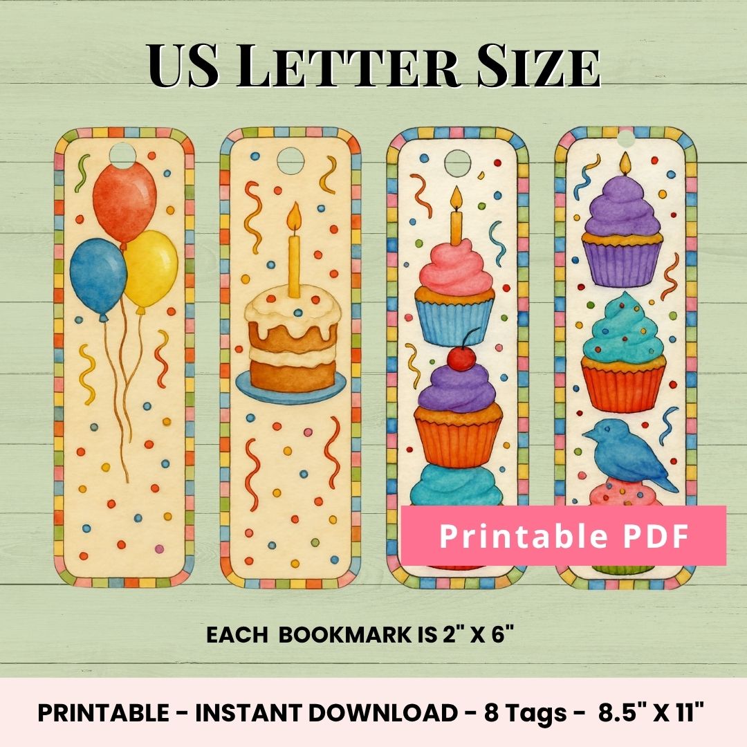 Printable Birthday Bookmarks for Kids & Adults – Fun Party Favors & Book Lover Gifts
