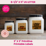 Three white jars with black lids featuring 'Grateful', 'Grow', and 'Thankful' labels on a wooden surface.