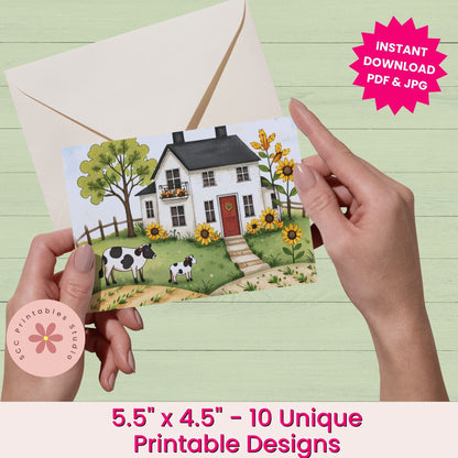 Primitive Saltbox Farm Printable Labels, Sheep Collage Sheets, Greeting Card Fronts, Junk Journal Cards &amp; Gift Tags