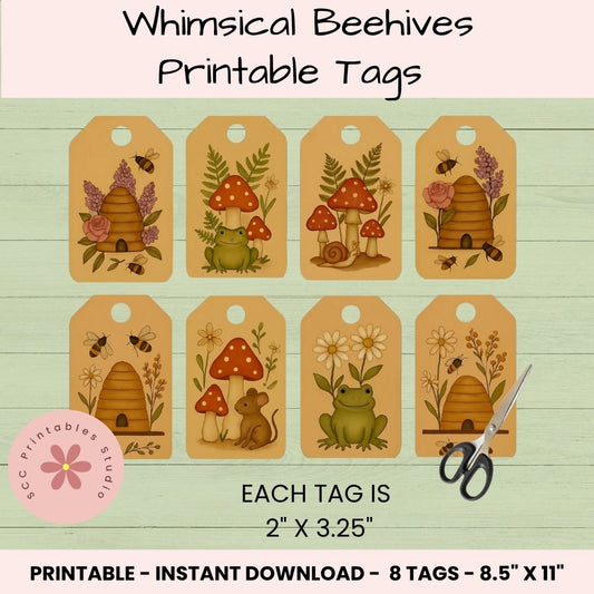 Cute Beehive Printable Gift Tags
1 Zip file that included 1 PDF and 1 JPG file - US Letter size 11x8.5 inches