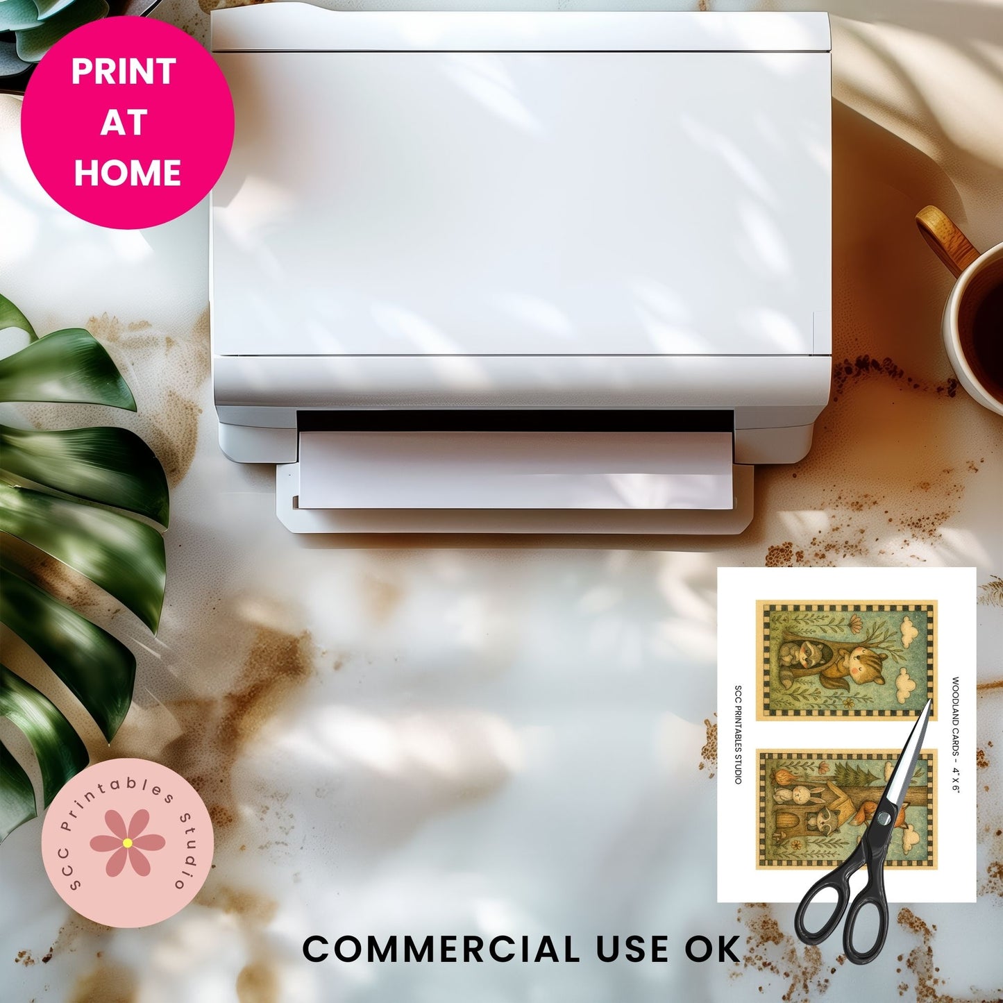 Woodland Printable Cards, Whimsical Forest Animal Collage Sheets (6 Designs, 4x6”), Digital Junk Journal Ephemera