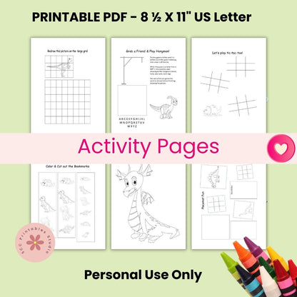 Fantasy Coloring Pages for Kids – Dragons, Games, Bookmarks &amp; Placemats | 55 Printable Activity Sheets (PDF)