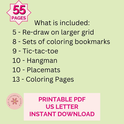 Fantasy Coloring Pages for Kids – Dragons, Games, Bookmarks &amp; Placemats | 55 Printable Activity Sheets (PDF)