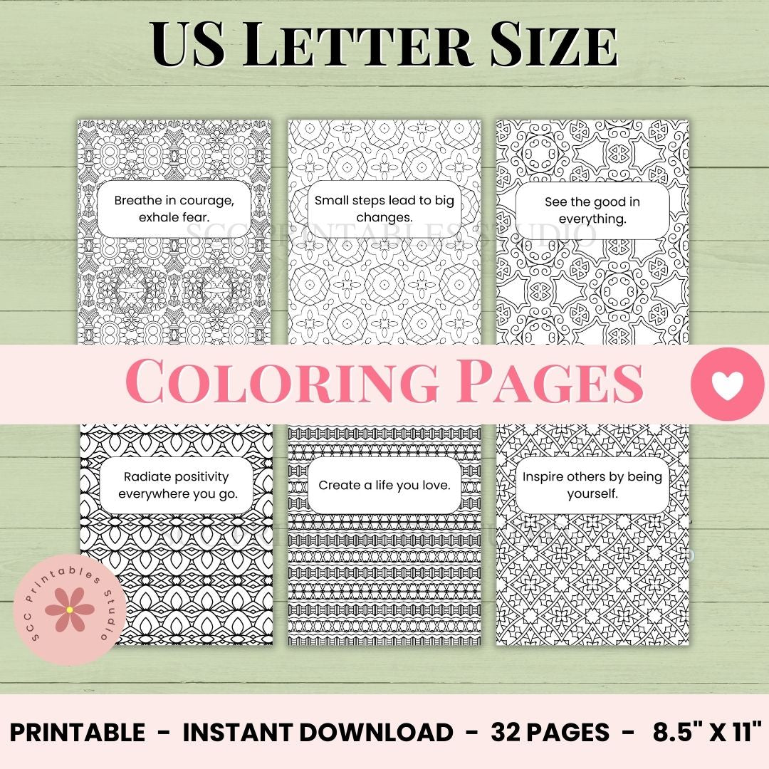 Inspirational Quote Mandala Coloring Book for Women – Printable Mandala Art with Motivational Quotes Drawings for Relaxation, Mindfulness and Personal Growth