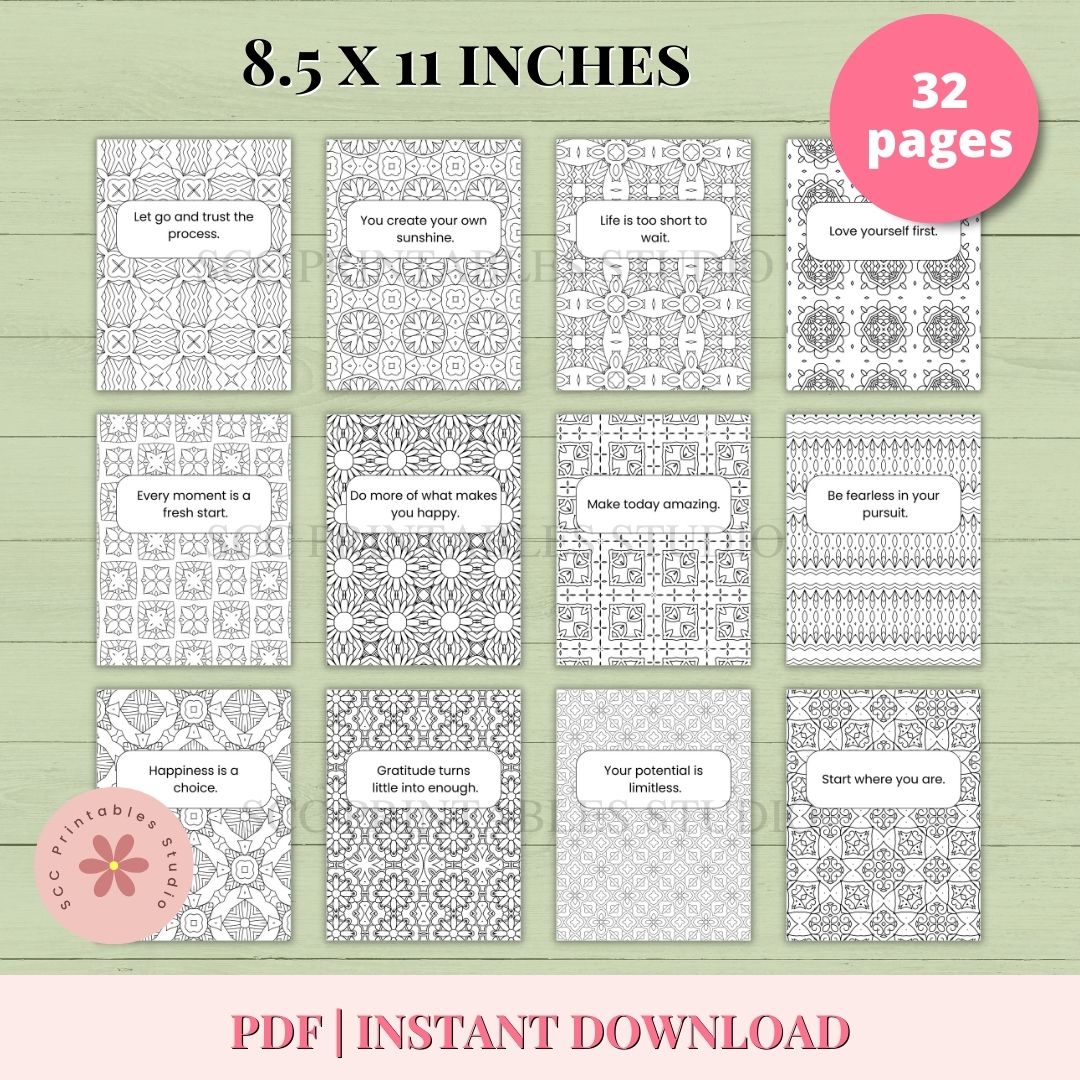 Inspirational Quote Mandala Coloring Book for Women – Printable Mandala Art with Motivational Quotes Drawings for Relaxation, Mindfulness and Personal Growth