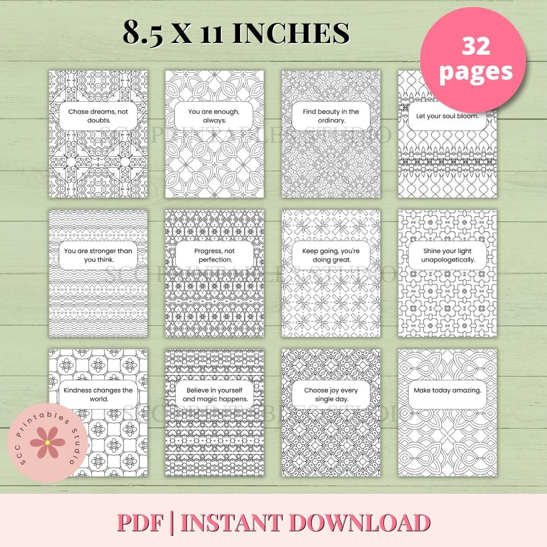 Inspirational Quote Mandala Coloring Book for Women – Printable Mandala Art with Motivational Quotes Drawings for Relaxation, Mindfulness and Personal Growth
