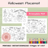 Halloween Activity Placemat for Kids – Printable Coloring & Craft Sheet for Parties, Homeschool & Classroom Fun