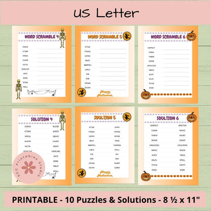 Halloween Word Scramble Printable Game for Kids – Fun Halloween Party Activity with Answer Key, Home School and Classroom Learning Activities