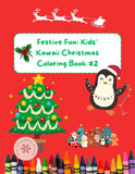 Coloring book cover with Christmas-themed illustrations and text on a red background.