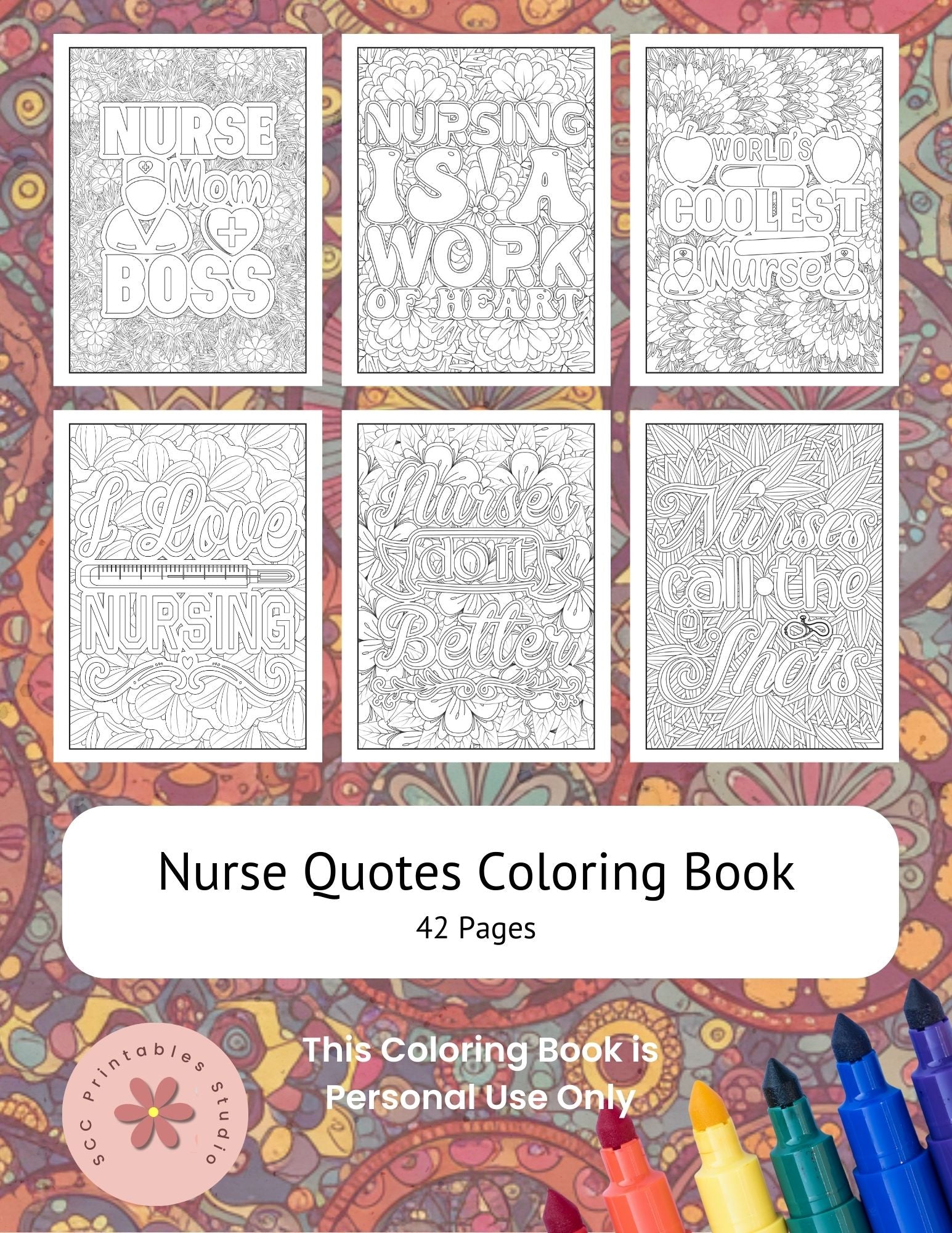 Nurse Appreciation Coloring Book 42 Funny, encouraging quotes tailored for nurses