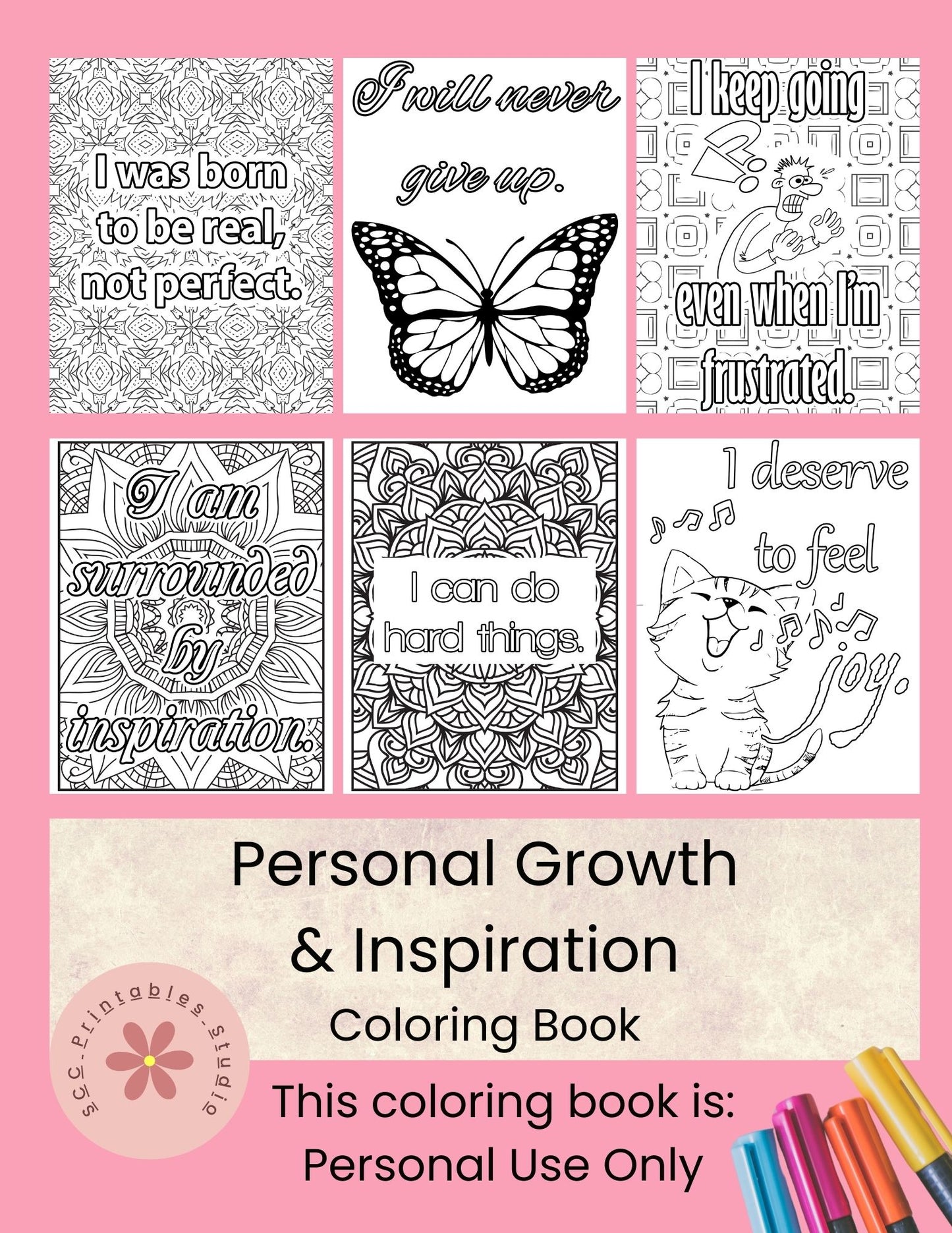 Empowering quote and mandala coloring design for women’s self-care

