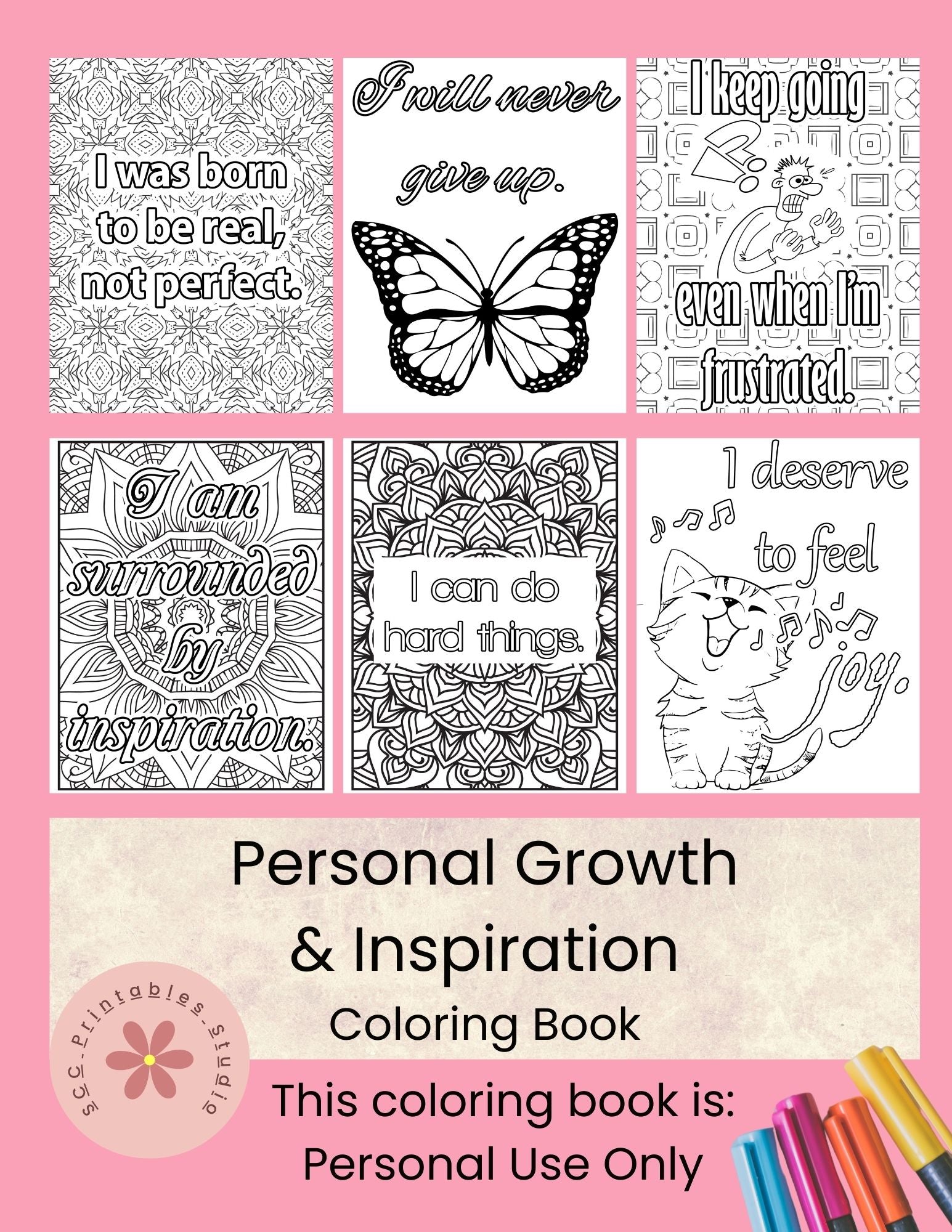 Empowering quote and mandala coloring design for women’s self-care

