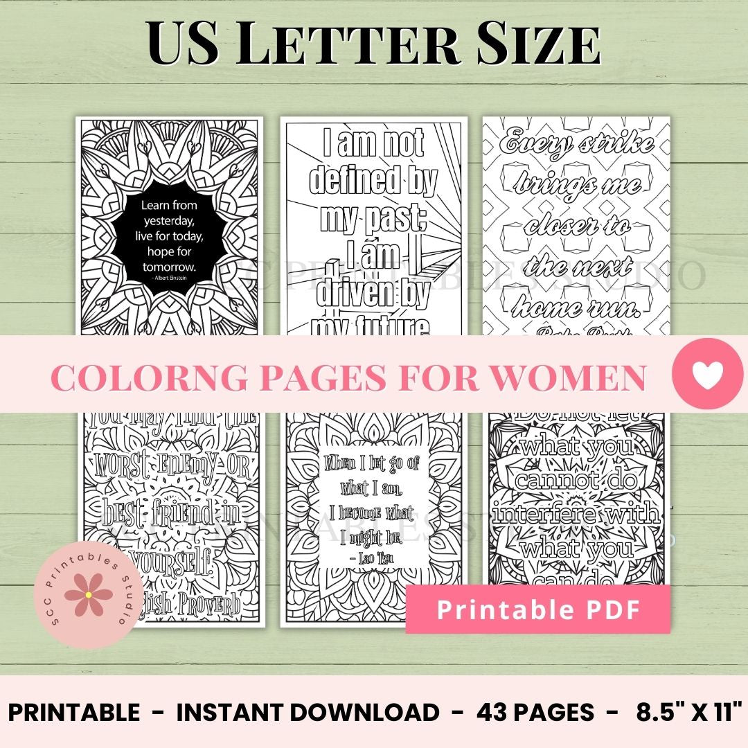  Empowering quote and mandala coloring design for women’s self-care

