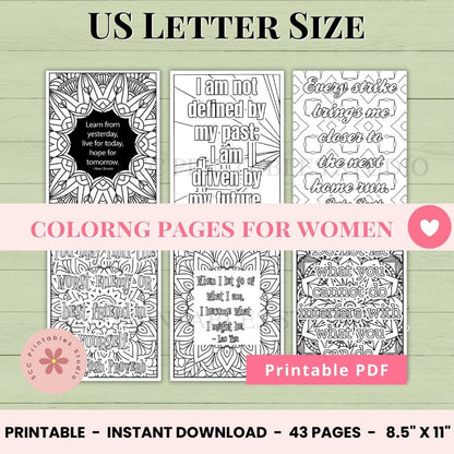  Empowering quote and mandala coloring design for women’s self-care

