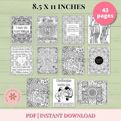 Empowering quote and mandala coloring design for women’s self-care

