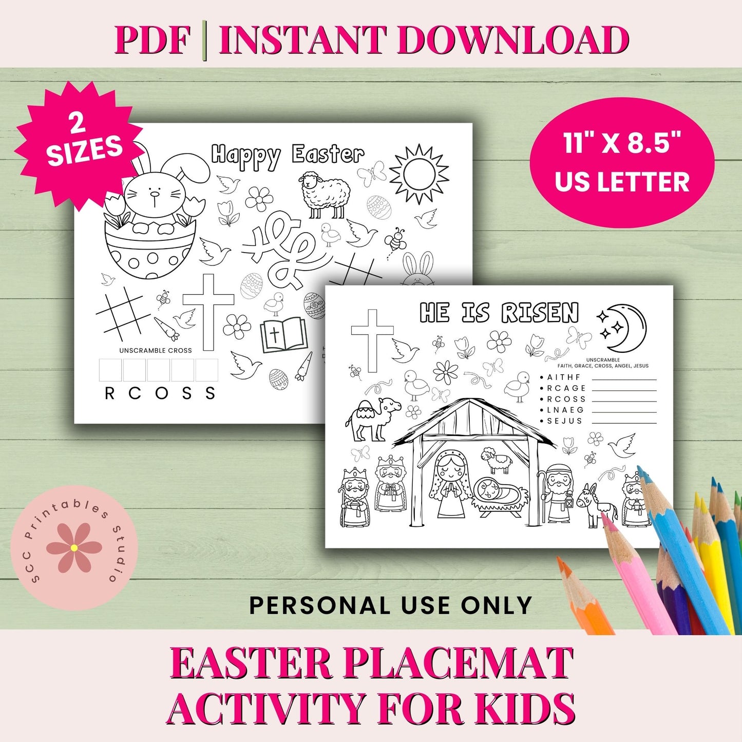 Christian Easter Activity Placemat – Printable Sunday School Worksheet for Kids’ Religious Learning