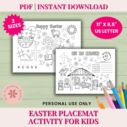 Christian Easter Activity Placemat – Printable Sunday School Worksheet for Kids’ Religious Learning