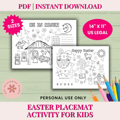 Christian Easter Activity Placemat – Printable Sunday School Worksheet for Kids’ Religious Learning