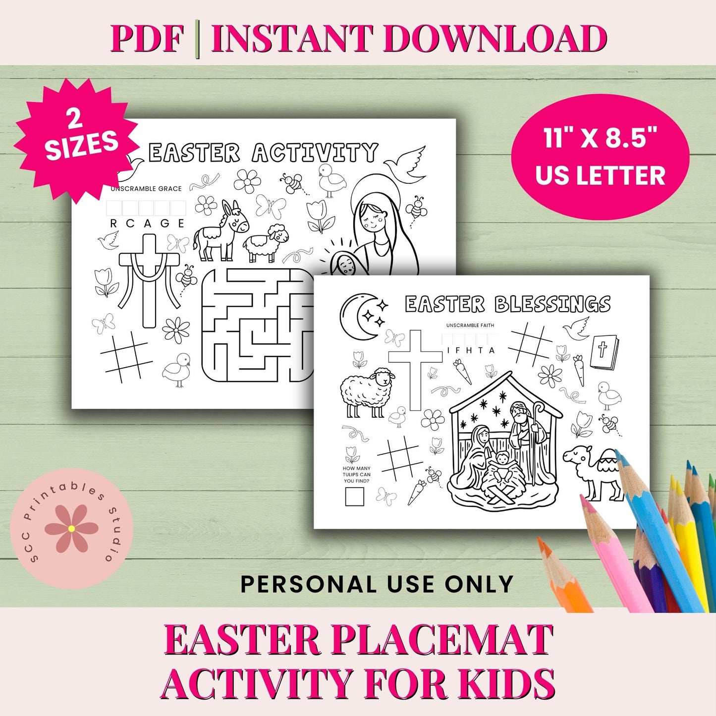 Printable Christian Easter Activity Placemat – Sunday School Worksheet for Kids’ Religious Learning