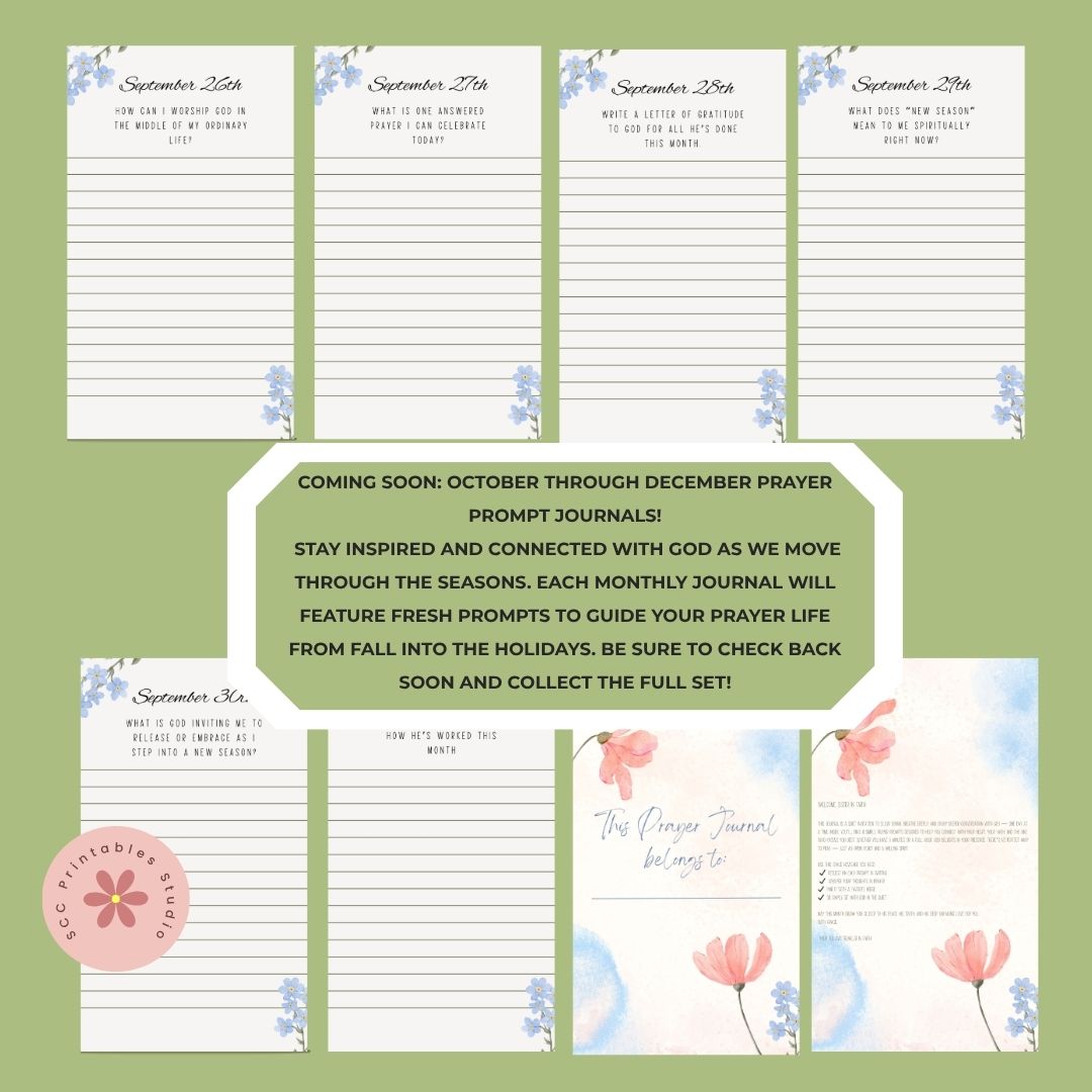 September Prayer Journal for Women – 30 Daily Prompts, Printable Faith Journal, Floral Christian PDF Download