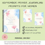 September Prayer Journal for Women – 30 Daily Prompts, Printable Faith Journal, Floral Christian PDF Download
