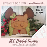 Bitty Moose Shelf Sitter SVG, Glowforge and Laser Cutter Design, Instant Download Digital Woodworking Pattern, DIY Holiday Decor