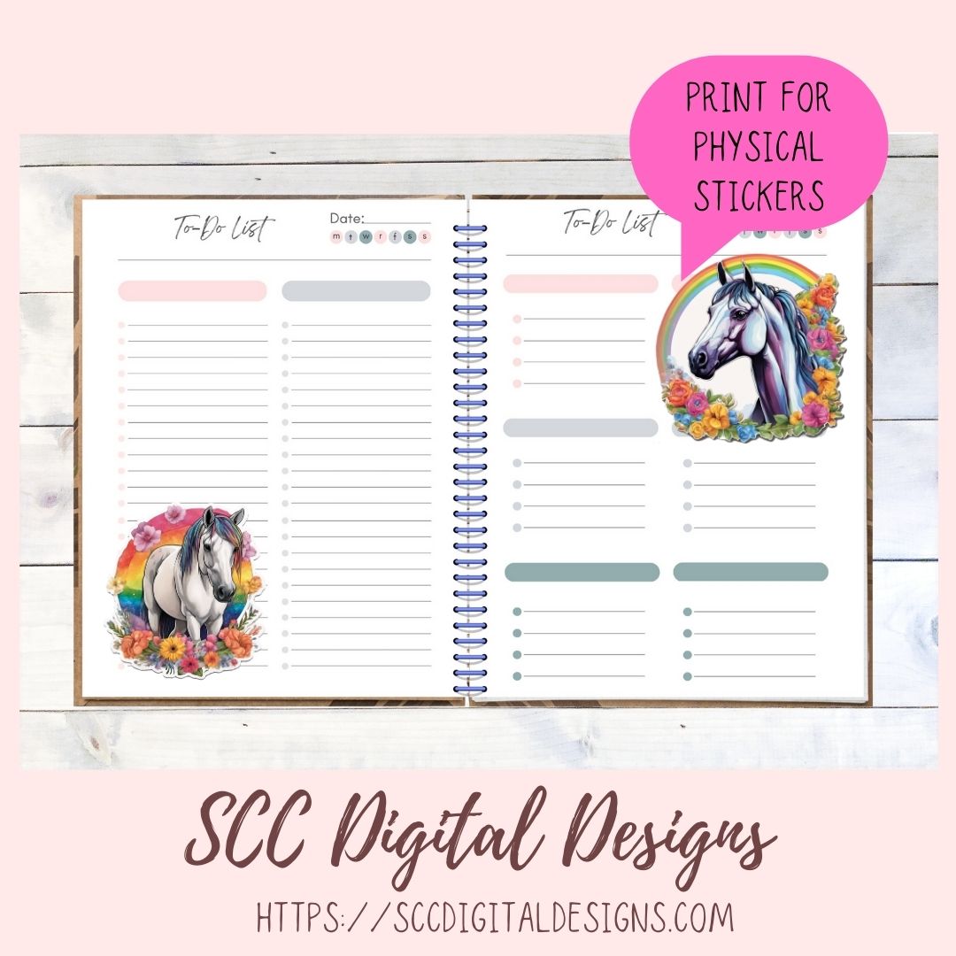 Horse Sticker Set 8 designs in 300 dpi png format