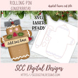 Gingerbread & Rolling Pin Christmas Ornament SVG, Glowforge and Laser Cutter Design, Instant Download Digital Woodworking Pattern, DIY Holiday Decor