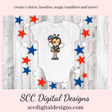 Patriotic Sweet Bees Clipart - Bee with Red, White and Blue Flag, July 4th Fireworks PNGs, Create Kid's T-Shirts, Hoodies, & More!