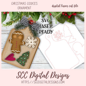Christmas Cookie Breadboard Ornament SVG for Glowforge and Laser Cutters, Whimsical 3D Christmas Lasercut Design, Instant Download Digital Woodworking Pattern Craft Show Best Sellers