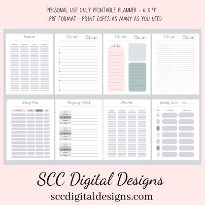 Organize your life with our daily, weekly, and monthly pages, create and follow a self-care program, track important habits, health goals with diet and exercise pages, meal planner and grocery list, chores, and cleaning reminders, and begin and end your day with our gratitude pages.