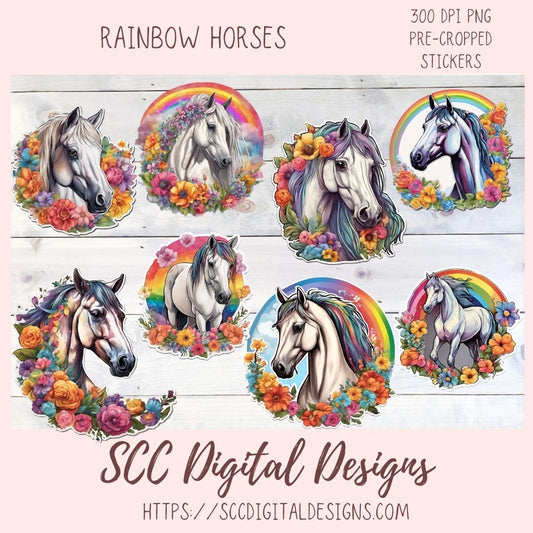 Horse Sticker Set 8 designs in 300 dpi png format