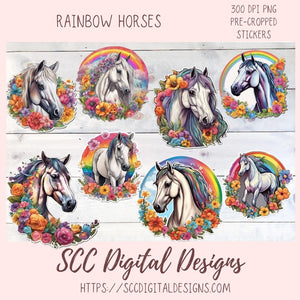 Horse Sticker Set, Add a Touch of Charm to Your Planners, Planning Addict Obsessed with Embellishments, Rainbow Art for Crafts & Decor