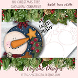 Oh, Christmas Tree Snowman Christmas Ornament SVG, Glowforge and Laser Cutter Design, Instant Download Digital Woodworking Pattern, DIY Holiday Decor