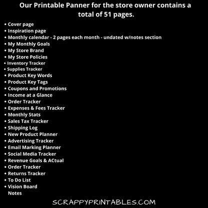 Inspirational Printable On-Line Store Owner Planner - Brand Vision, Monthly Goals,  Store Policies, Email Mktg Planner, Social Media  & More