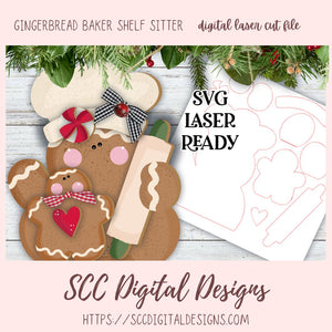 Gingerbread Shelf Sitter SVG, Make Your Own Winter Decor with our 3D SVG for Glowforge and Laser Cutters, Instant Download Digital Woodworking Pattern, Laser Ready SVG Craft Show Best Sellers