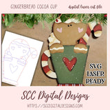 3D SVG for Glowforge & Laser Cutters, Gingerbread Cocoa Cup Christmas Laser Ready Cut Files, Instant Download Digital Woodworking Pattern