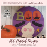 Spooky Boo Halloween Ghost Sign SVG, Glowforge and Laser Cutter Design, Instant Download Digital Woodworking Pattern, DIY Holiday Décor
