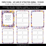 Purple Floral - My Laws of Attraction Journal - Daily Affirmations - Daily Journal Pages - Wins from Yesterday