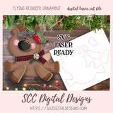Flying Reindeer Ornament SVG, Make Your Own Winter Decor with our 3D SVGs for Glowforge and Laser Cutters, Instant Download Digital Woodworking Pattern, Laser Ready SVG Craft Show Best Sellers