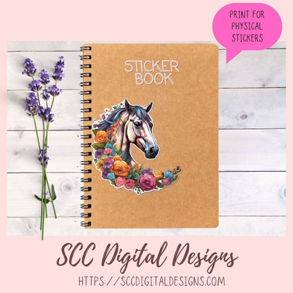 Horse Sticker Set 8 designs in 300 dpi png format