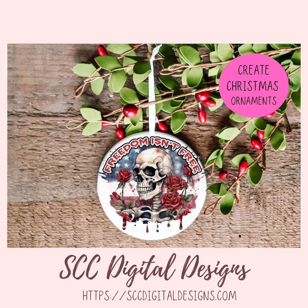 Freedom isn't Free Sublimation Clipart, Patriotic Skeleton Graphic for T-Shirts, Americana Skull Clip Art, Skull Sublimation PNG Designs, Instant Download Commercial Use Art