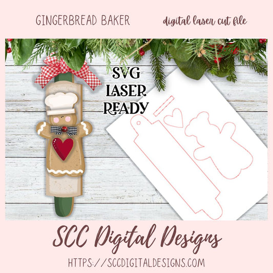 Gingerbread Baker Ornament SVG, Make Your Own Winter Decor with our 3D SVG for Glowforge and Laser Cutters, Instant Download Digital Woodworking Pattern, Laser Ready SVG Craft Show Best Sellers
